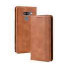 Magnetic Buckle Retro Crazy Horse Texture Horizontal Flip Leather Case for LG K50 /LG Q60 , with Holder & Card Slots & Photo Frame(Brown) - 1