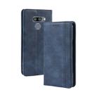 Magnetic Buckle Retro Crazy Horse Texture Horizontal Flip Leather Case for LG K50 /LG Q60 , with Holder & Card Slots & Photo Frame(Blue) - 1