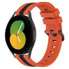 For Samsung Galaxy Watch5 44mm 20mm Vertical Two-Color Silicone Watch Band(Orange+Black) - 1