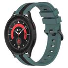 For Samsung Galaxy Watch5 Pro 45mm 20mm Vertical Two-Color Silicone Watch Band(Green+Black) - 1