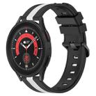 For Samsung Galaxy Watch5 Pro 45mm 20mm Vertical Two-Color Silicone Watch Band(Black+White) - 1