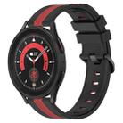 For Samsung Galaxy Watch5 Pro 45mm 20mm Vertical Two-Color Silicone Watch Band(Black+Red) - 1