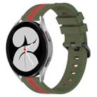 For Samsung Galaxy Watch4 40mm 20mm Vertical Two-Color Silicone Watch Band(Army Green+Red) - 1