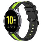 For Samsung Galaxy Watch Active2 40mm 20mm Vertical Two-Color Silicone Watch Band(Black+Lime Green) - 1