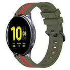 For Samsung Galaxy Watch Active2 40mm 20mm Vertical Two-Color Silicone Watch Band(Army Green+Red) - 1