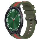 For Samsung Galaxy Watch 6 Classic 43mm 20mm Vertical Two-Color Silicone Watch Band(Army Green+Red) - 1