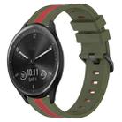 For Garmin Vivomove Sport 20mm Vertical Two-Color Silicone Watch Band(Army Green+Red) - 1