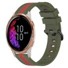 For Garmin Venu 20mm Vertical Two-Color Silicone Watch Band(Army Green+Red) - 1