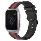 For Garmin Venu SQ 20mm Vertical Two-Color Silicone Watch Band(Black+Red) - 1