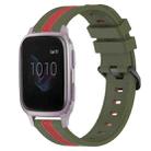 For Garmin Venu SQ 20mm Vertical Two-Color Silicone Watch Band(Army Green+Red) - 1