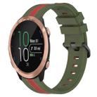 For Garmin Forerunner 645 Music 20mm Vertical Two-Color Silicone Watch Band(Army Green+Red) - 1
