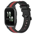 For Garmin Forerunner Sq2 20mm Vertical Two-Color Silicone Watch Band(Black+Red) - 1
