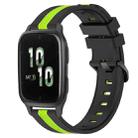 For Garmin Forerunner Sq2 20mm Vertical Two-Color Silicone Watch Band(Black+Lime Green) - 1