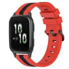 For Garmin Forerunner Sq2 20mm Vertical Two-Color Silicone Watch Band(Red+Black) - 1