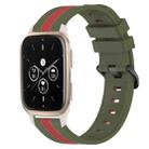 For Garmin Forerunner Sq2 Music 20mm Vertical Two-Color Silicone Watch Band(Army Green+Red) - 1