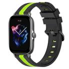 For Amazfit GTS 3 20mm Vertical Two-Color Silicone Watch Band(Black+Lime Green) - 1