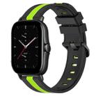 For Amazfit GTS 2E 20mm Vertical Two-Color Silicone Watch Band(Black+Lime Green) - 1