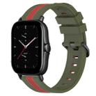 For Amazfit GTS 2E 20mm Vertical Two-Color Silicone Watch Band(Army Green+Red) - 1