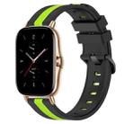 For Amazfit GTS 2 20mm Vertical Two-Color Silicone Watch Band(Black+Lime Green) - 1