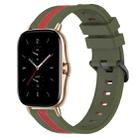 For Amazfit GTS 2 20mm Vertical Two-Color Silicone Watch Band(Army Green+Red) - 1