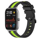 For Amazfit GTS 20mm Vertical Two-Color Silicone Watch Band(Black+Lime Green) - 1