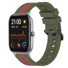 For Amazfit GTS 20mm Vertical Two-Color Silicone Watch Band(Army Green+Red) - 1