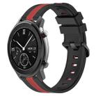 For Amazfit GTR 42MM 20mm Vertical Two-Color Silicone Watch Band(Black+Red) - 1