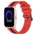 For Amazfit Pop Pro 20mm Vertical Two-Color Silicone Watch Band(Red+Black) - 1