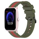 For Amazfit Pop Pro 20mm Vertical Two-Color Silicone Watch Band(Army Green+Red) - 1