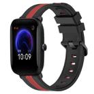 For Amazfit Pop 20mm Vertical Two-Color Silicone Watch Band(Black+Red) - 1