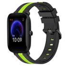 For Amazfit Pop 20mm Vertical Two-Color Silicone Watch Band(Black+Lime Green) - 1