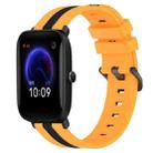 For Amazfit Pop 20mm Vertical Two-Color Silicone Watch Band(Yellow+Black) - 1