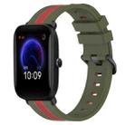 For Amazfit Pop 20mm Vertical Two-Color Silicone Watch Band(Army Green+Red) - 1