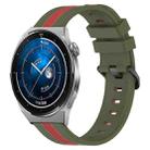 For Huawei Watch GT3 Pro 43mm 20mm Vertical Two-Color Silicone Watch Band(Army Green+Red) - 1