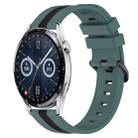 For Huawei Watch GT3 42mm 20mm Vertical Two-Color Silicone Watch Band(Green+Black) - 1