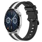 For Huawei Watch GT3 42mm 20mm Vertical Two-Color Silicone Watch Band(Black+White) - 1