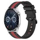 For Huawei Watch GT3 42mm 20mm Vertical Two-Color Silicone Watch Band(Black+Red) - 1