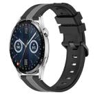 For Huawei Watch GT3 42mm 20mm Vertical Two-Color Silicone Watch Band(Black+Grey) - 1