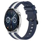 For Huawei Watch GT3 42mm 20mm Vertical Two-Color Silicone Watch Band(Blue+White) - 1