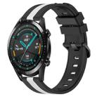 For Huawei Watch GT2 42mm 20mm Vertical Two-Color Silicone Watch Band(Black+White) - 1