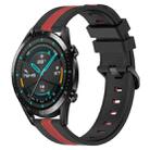 For Huawei Watch GT2 42mm 20mm Vertical Two-Color Silicone Watch Band(Black+Red) - 1