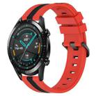 For Huawei Watch GT2 42mm 20mm Vertical Two-Color Silicone Watch Band(Red+Black) - 1