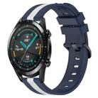 For Huawei Watch GT2 42mm 20mm Vertical Two-Color Silicone Watch Band(Blue+White) - 1