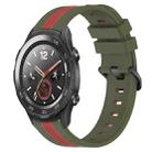 For Huawei Watch 2 20mm Vertical Two-Color Silicone Watch Band(Army Green+Red) - 1