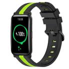 For Honor Watch ES 20mm Vertical Two-Color Silicone Watch Band(Black+Lime Green) - 1