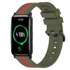 For Honor Watch ES 20mm Vertical Two-Color Silicone Watch Band(Army Green+Red) - 1