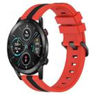 For Honor  Magic Watch2 42mm 20mm Vertical Two-Color Silicone Watch Band(Red+Black) - 1