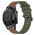 For Honor  Magic Watch2 42mm 20mm Vertical Two-Color Silicone Watch Band(Army Green+Red) - 1