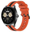 For Huawei Watch Buds 22mm Vertical Two-Color Silicone Watch Band(Orange+Black) - 1