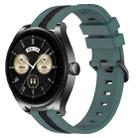 For Huawei Watch Buds 22mm Vertical Two-Color Silicone Watch Band(Green+Black) - 1